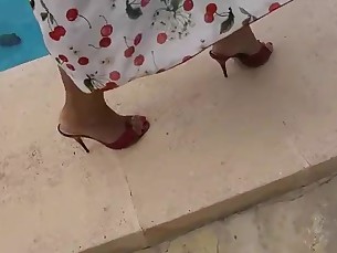 feet high-heels mature outdoor public